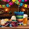 6 Set Mexico Mini Sombrero Hats and Beer Poncho, Cinco De Mayo Mini Sombrero and Serape with Tiny Balls, Mexican Style Bottle Covers for Carnival Themed Party Decorations